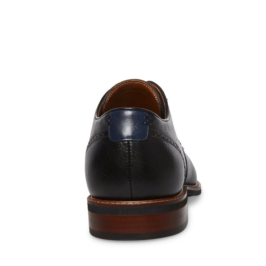 Black Steve Madden Bannon Leather Men's Derby Shoes | PH 5672POF